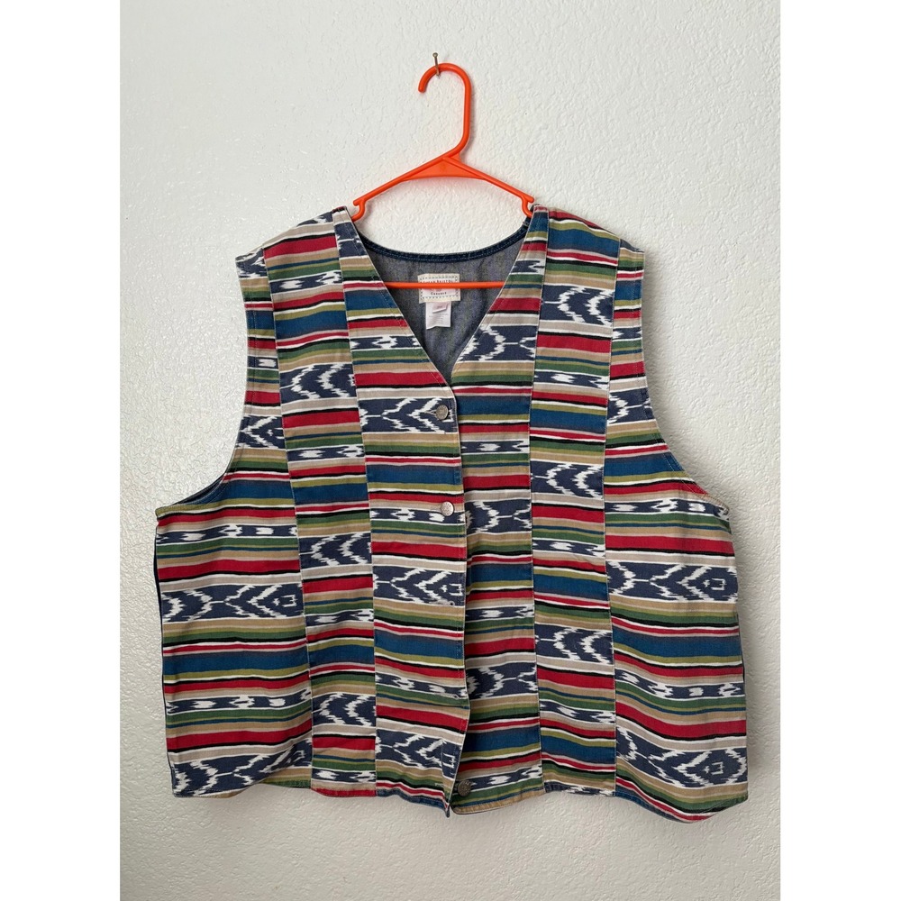 Vintage Susan Bristol Casuals‎ Sz 3W Western Denim Vest Grannycore Cottagecore